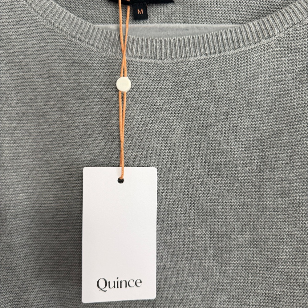 Quince Womens cotton cashmere link Short-Sleeve Sweater in Light Gray Brand New - Picture 4 of 5